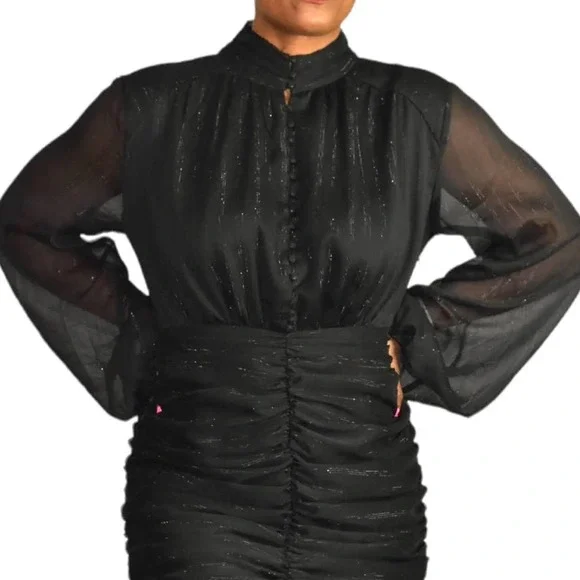 nwt revolve house of harlow 1960 black ruched dress size 4 - Picture 2 of 5